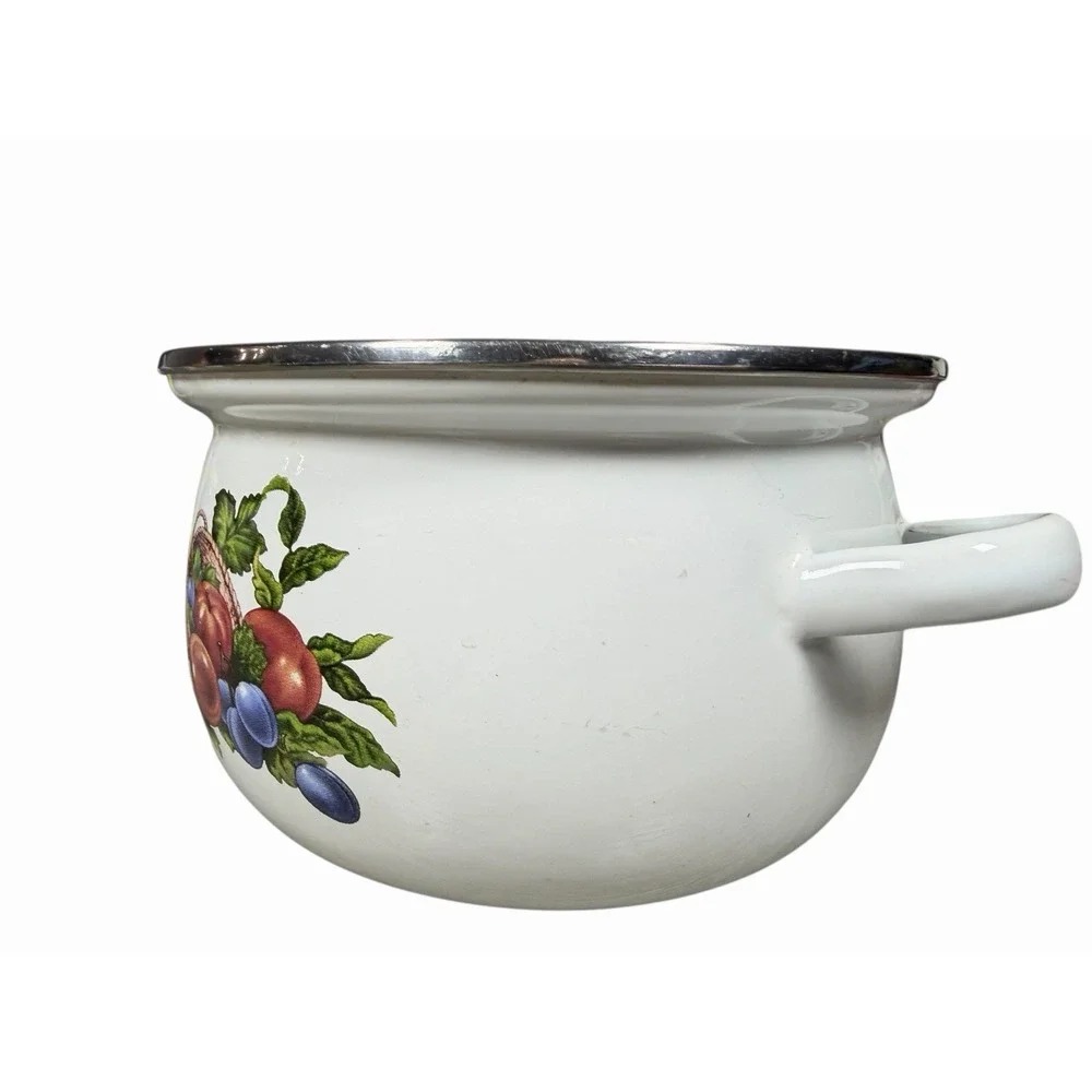 Vintage Enamel Fruit Pot‎ | Farmhouse Cottagecore Rustic Country Kitchen Decor